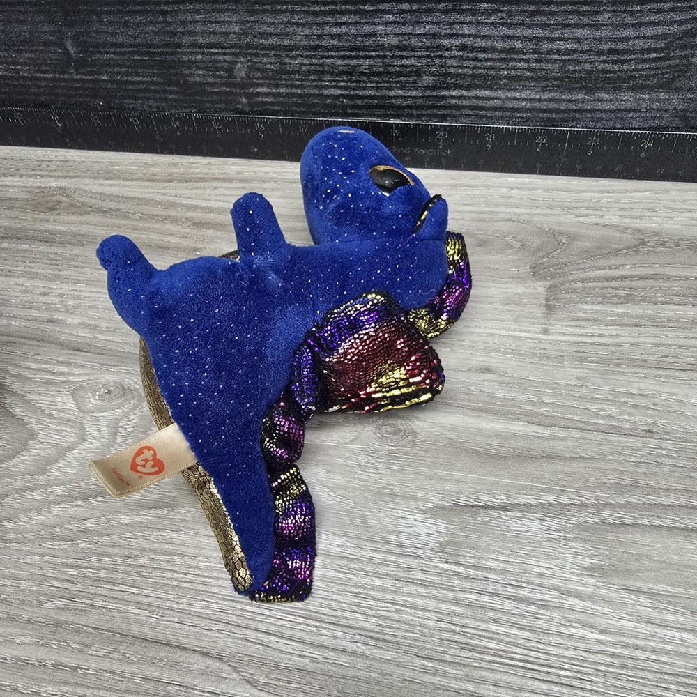 TY‎ Beanie Boos 6" Sapphire Blue Gold Dragon Plush Stuffed Animal Dinosaur - Picture 5 of 10